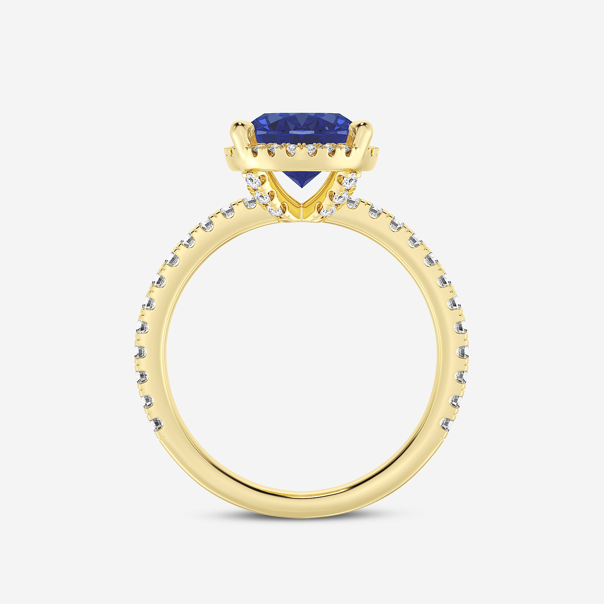 Additional Image 1 for  10x8mm Oval Cut Created Sapphire and 2/5 ctw Lab Grown Diamond Halo Engagement Ring