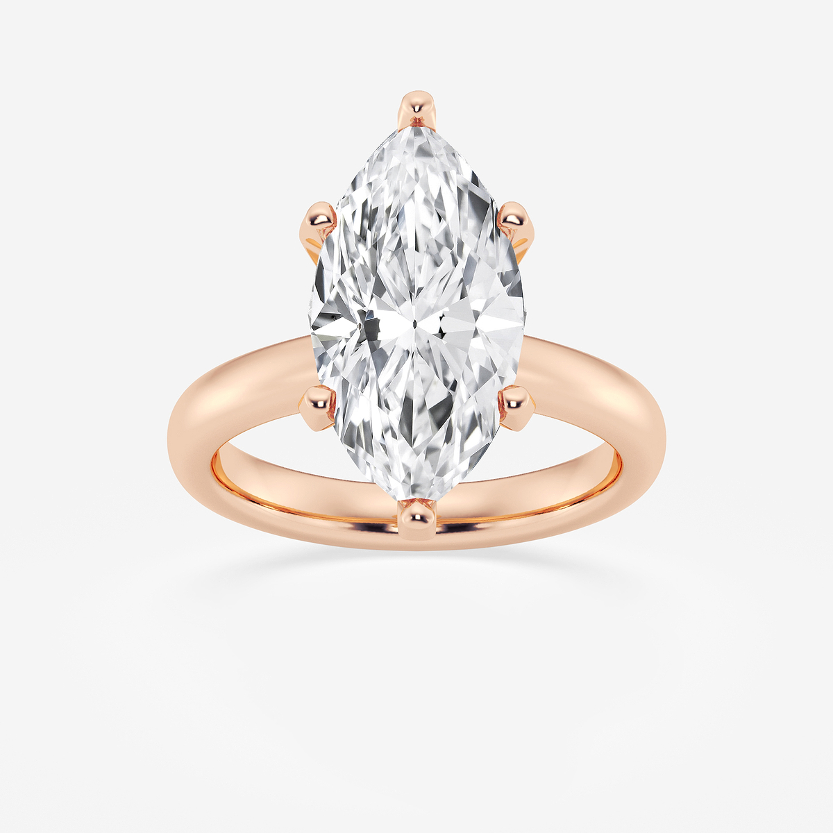 Anel de noivado Elan 5 ctw Marquise Lab Grown Diamond Classic Solitaire em  ouro rosa 14K, E, VS1, image size:1200x1200