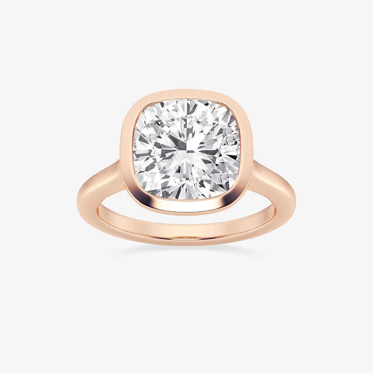 5 ctw Cushion Lab Grown Diamond Bezel Set Solitaire Engagement Ring