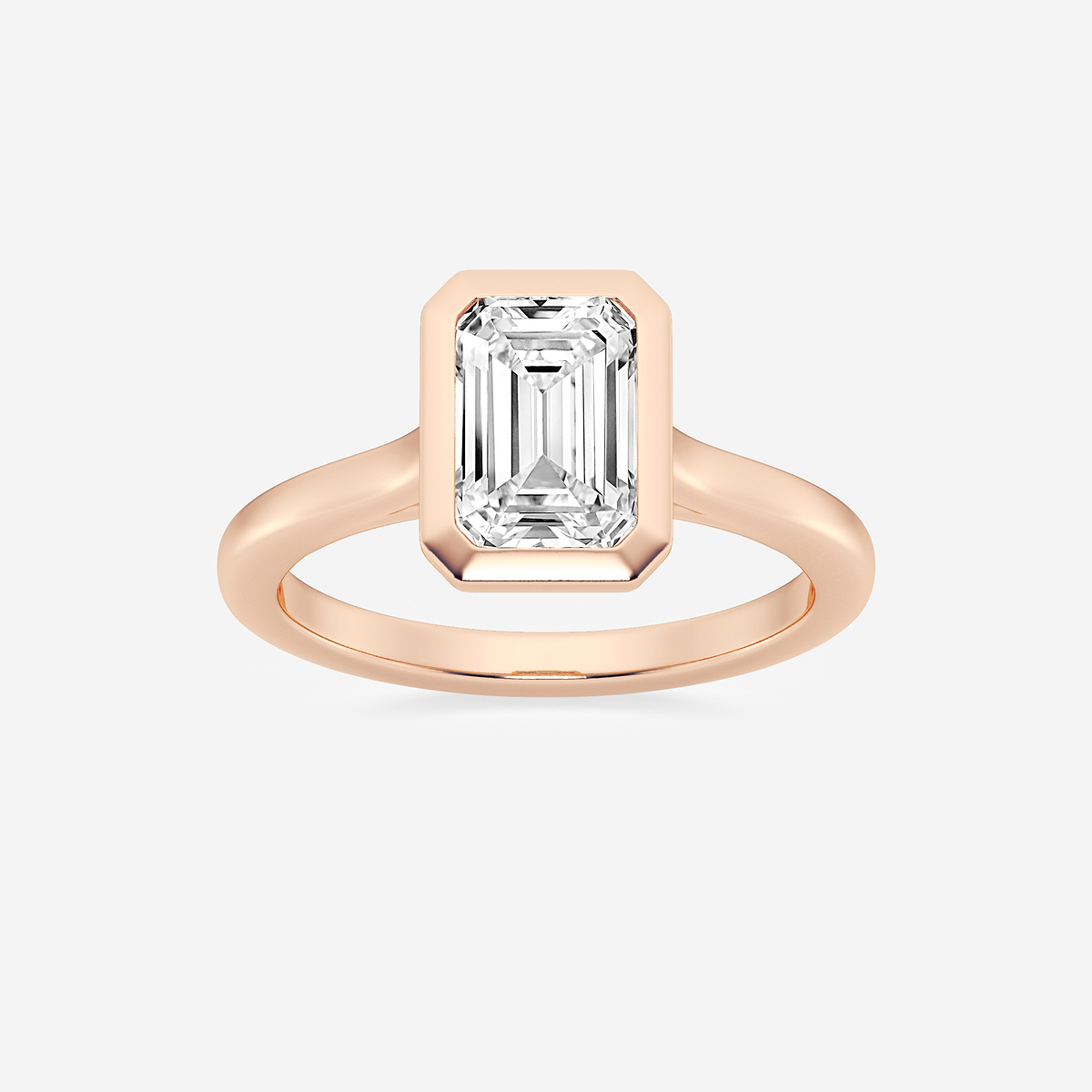 2 ctw Emerald Lab Grown Diamond Bezel Set Solitaire Engagement Ring