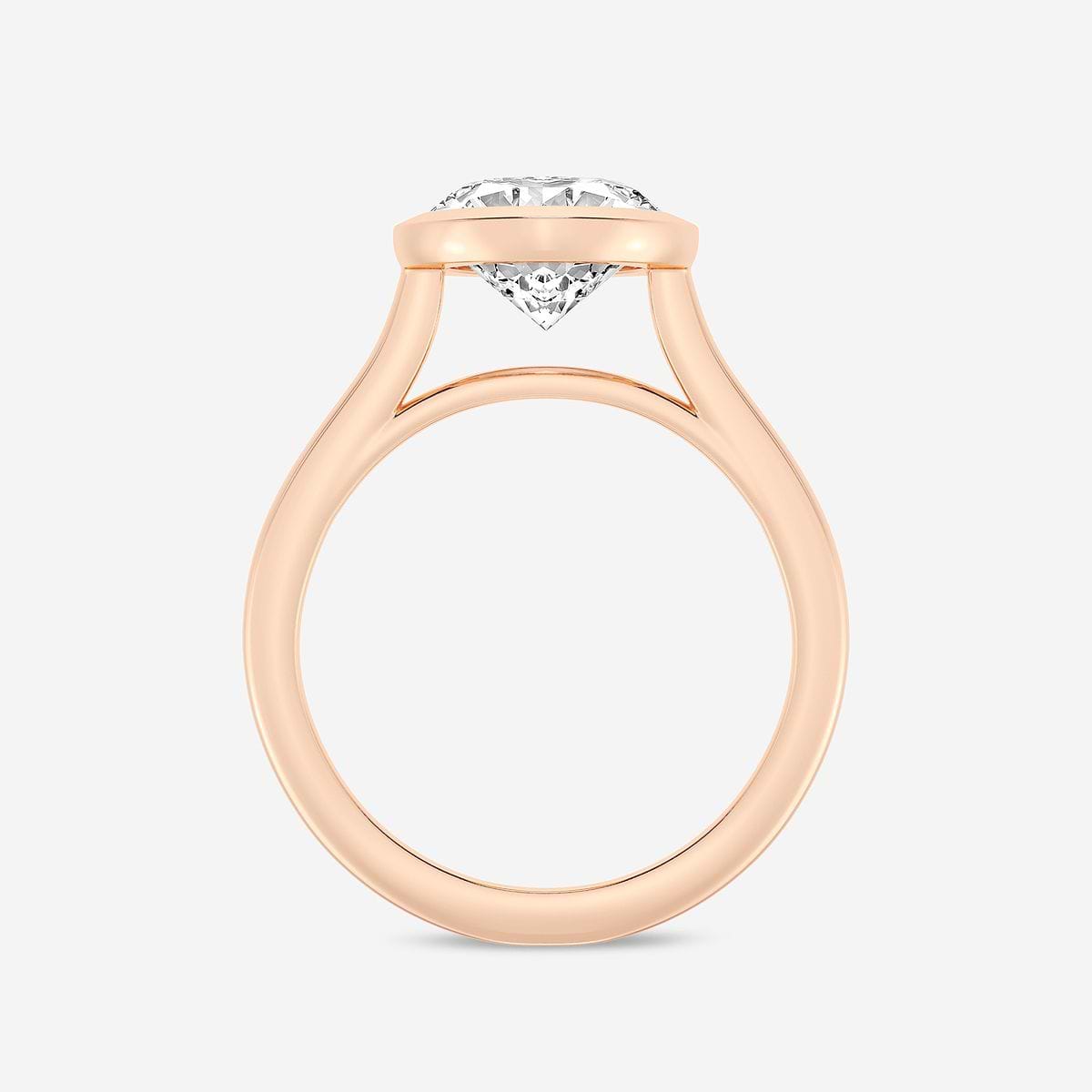 5 ctw Oval Lab Grown Diamond Bezel Set Solitaire Engagement Ring 14K Rose Gold, F, VS2