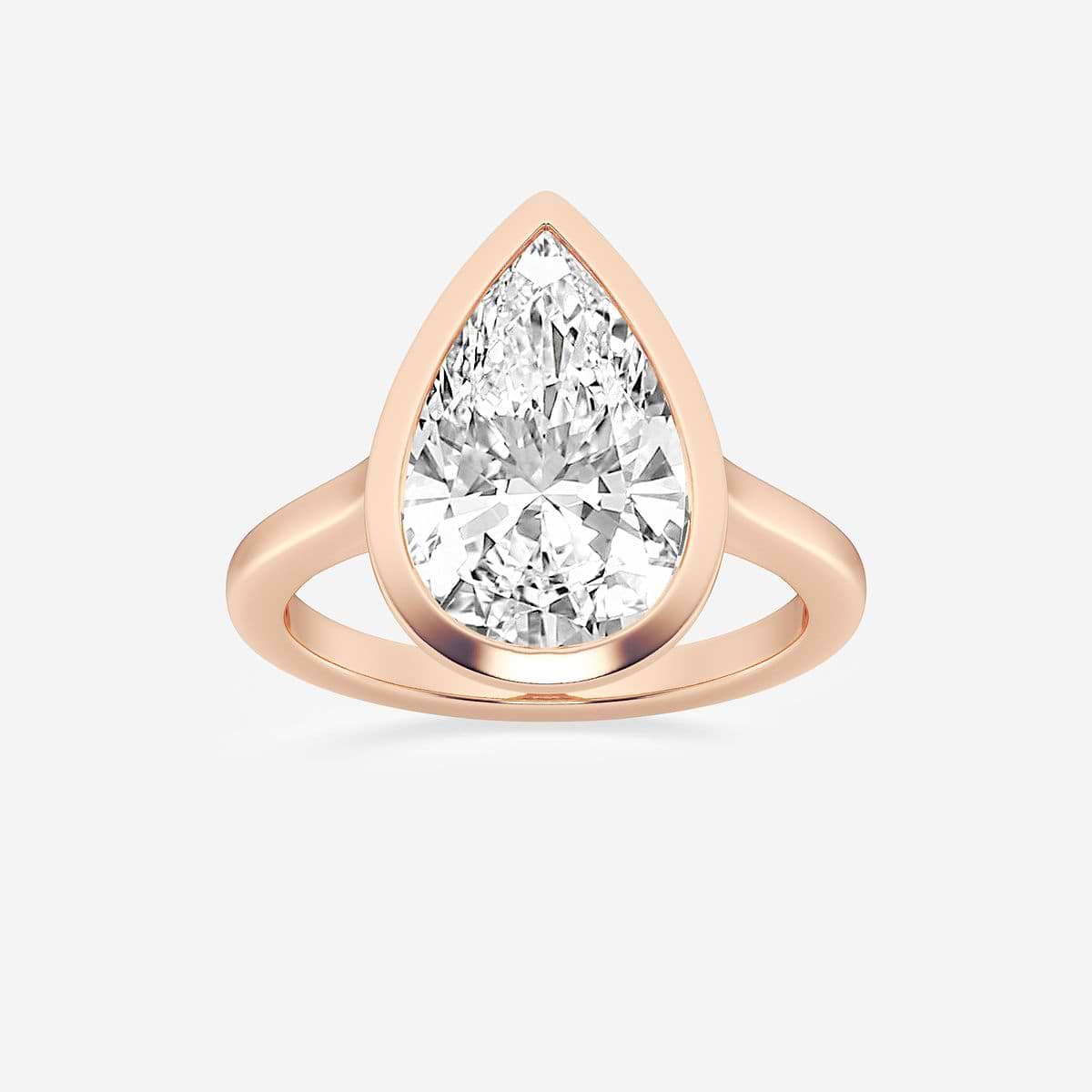5 ctw Pear Lab Grown Diamond Bezel Set Solitaire Engagement Ring 14K Rose Gold, F, VS2
