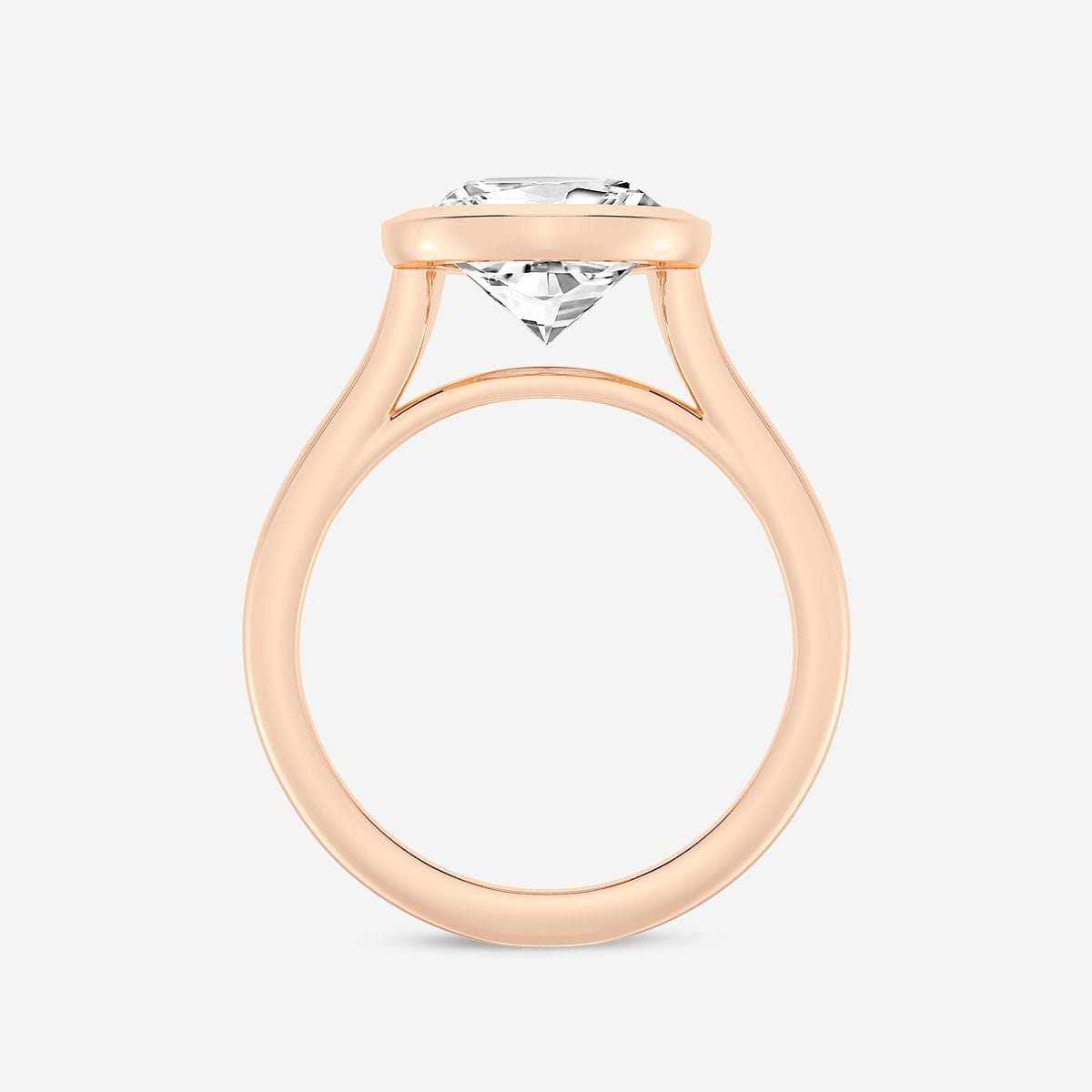 5 ctw Pear Lab Grown Diamond Bezel Set Solitaire Engagement Ring 14K Rose Gold, F, VS2
