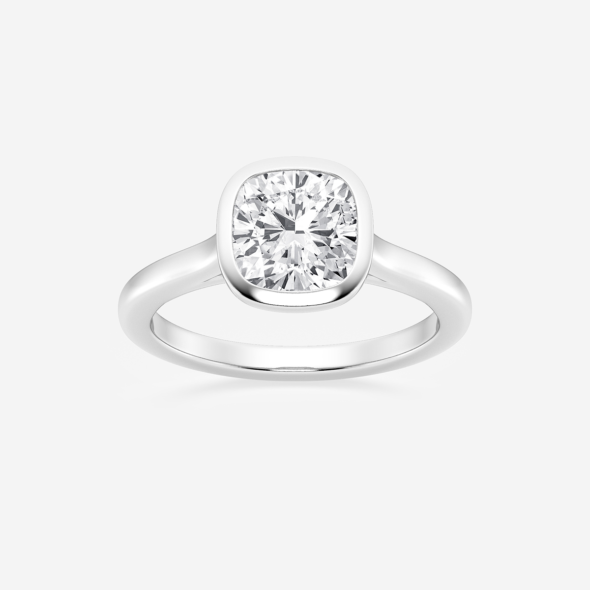 2 ctw Cushion Lab Grown Diamond Bezel Set Solitaire Engagement Ring