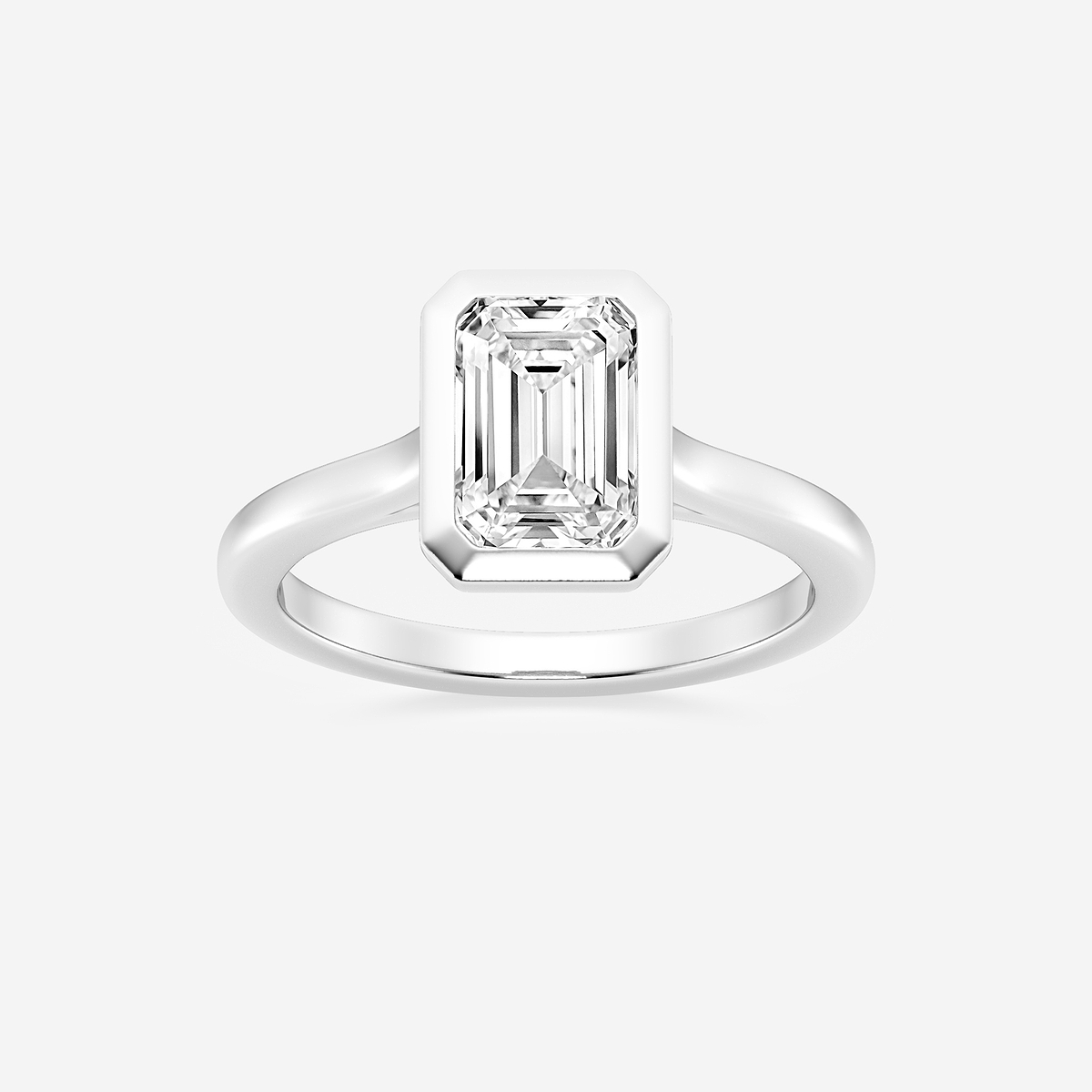 2 ctw Emerald Lab Grown Diamond Bezel Set Solitaire Engagement Ring
