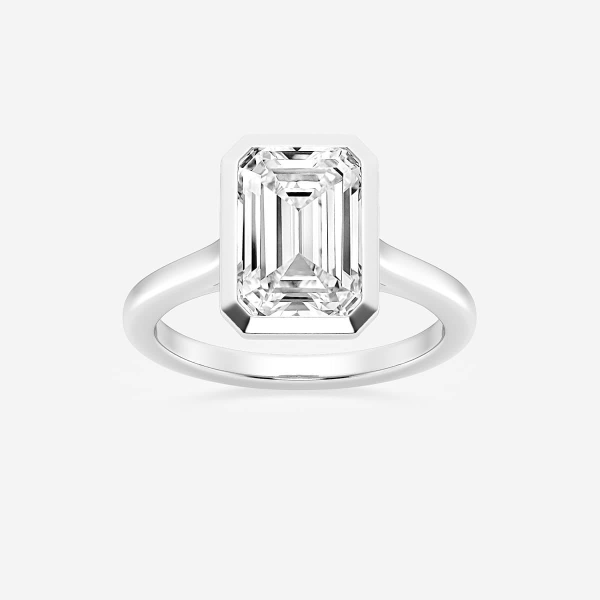 5 ctw Emerald Lab Grown Diamond Bezel Set Solitaire Engagement Ring