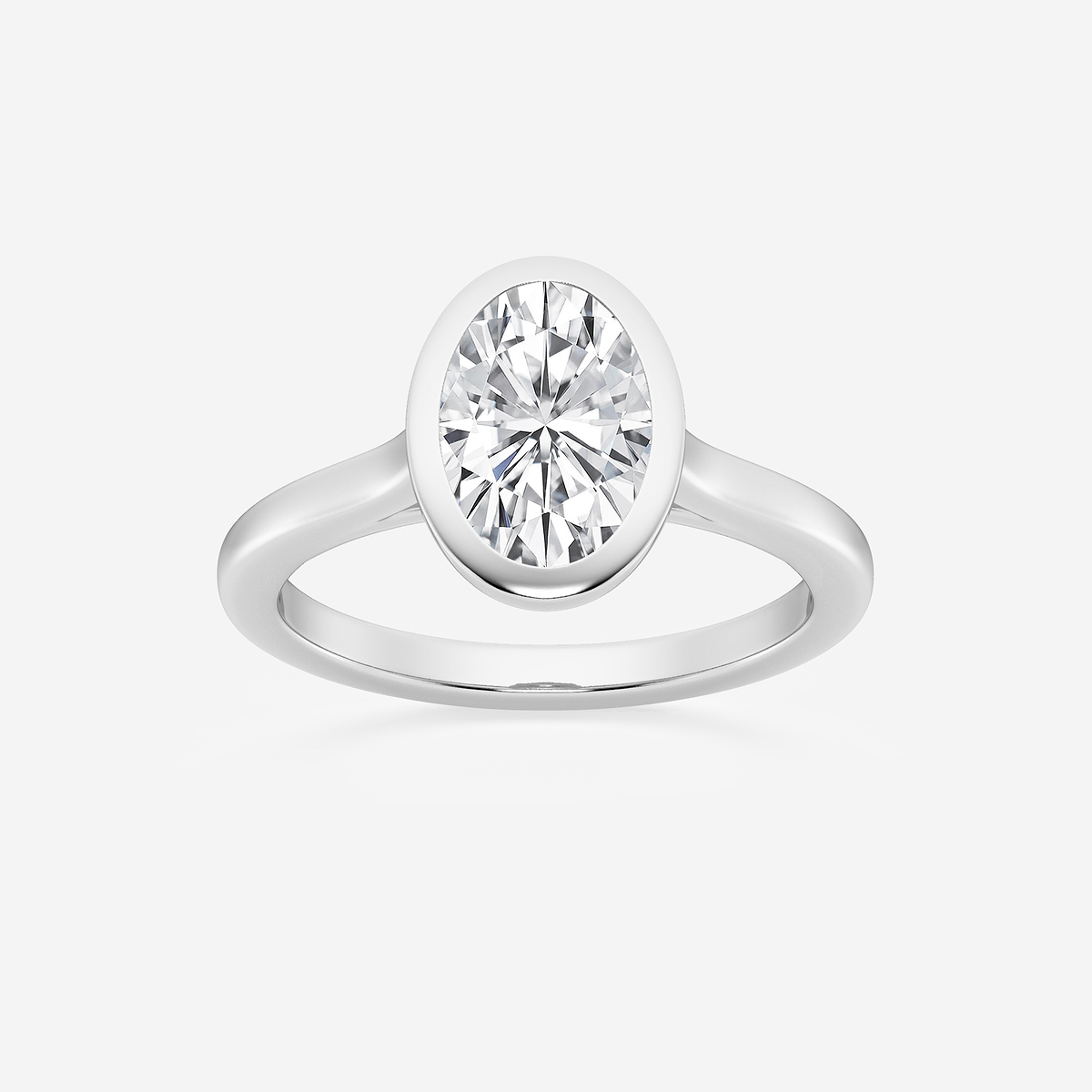 2 ctw Oval Lab Grown Diamond Bezel Set Solitaire Engagement Ring