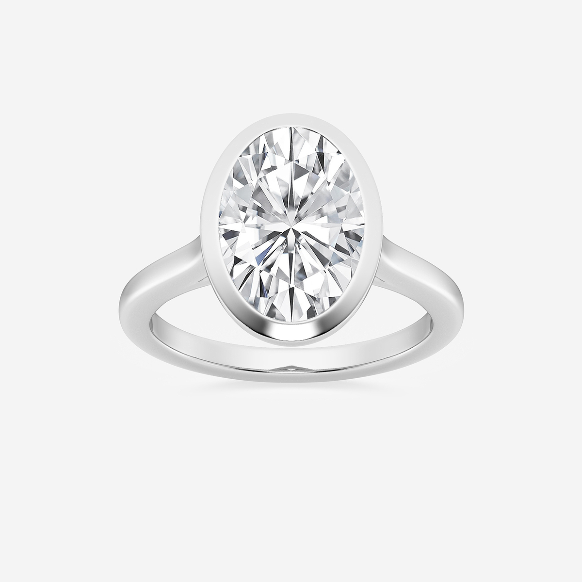 5 ctw Oval Lab Grown Diamond Bezel Set Solitaire Engagement Ring