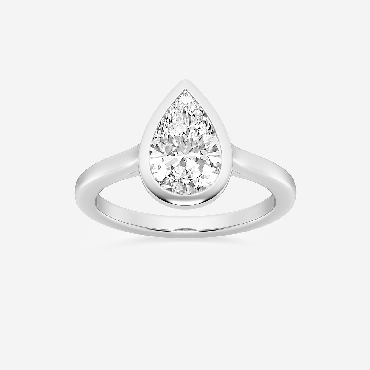 2 ctw Pear Lab Grown Diamond Bezel Set Solitaire Engagement Ring