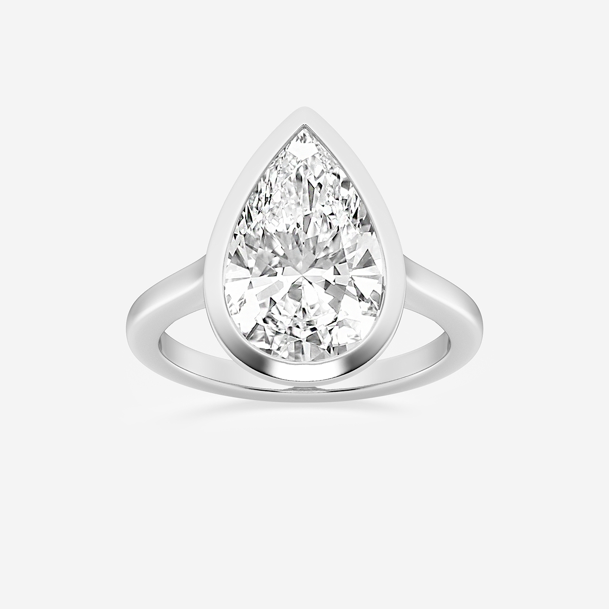 5 ctw Pear Lab Grown Diamond Bezel Set Solitaire Engagement Ring