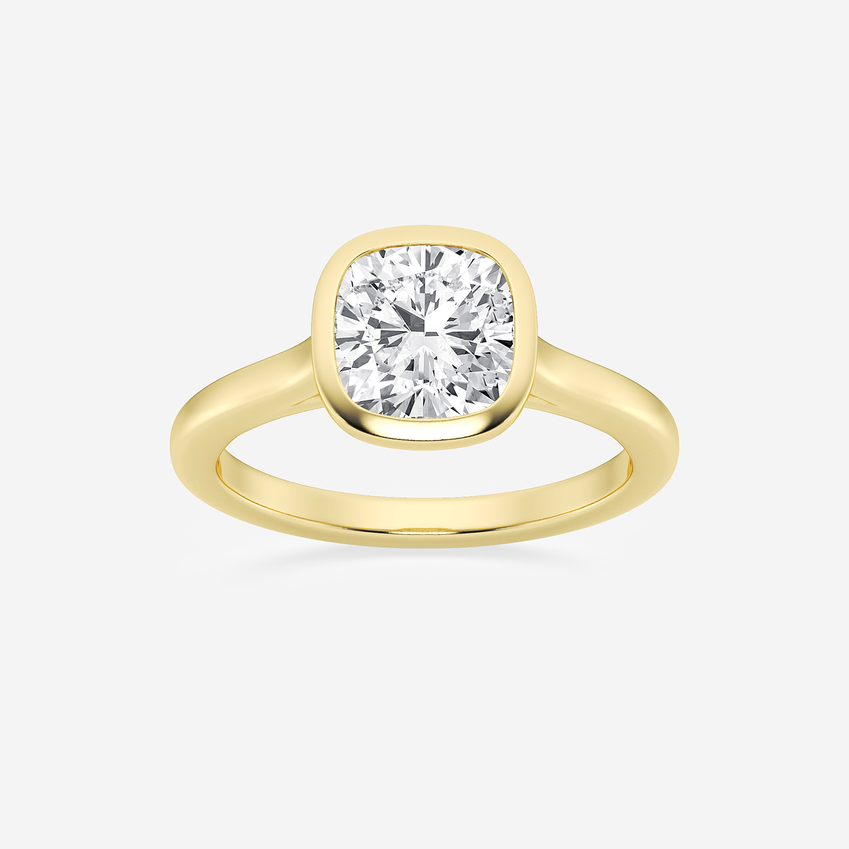 2 ctw Cushion Lab Grown Diamond Bezel Set Solitaire Engagement Ring