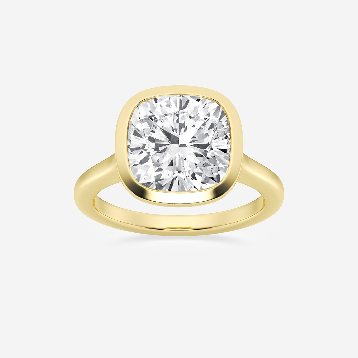5 ctw Cushion Lab Grown Diamond Bezel Set Solitaire Engagement Ring