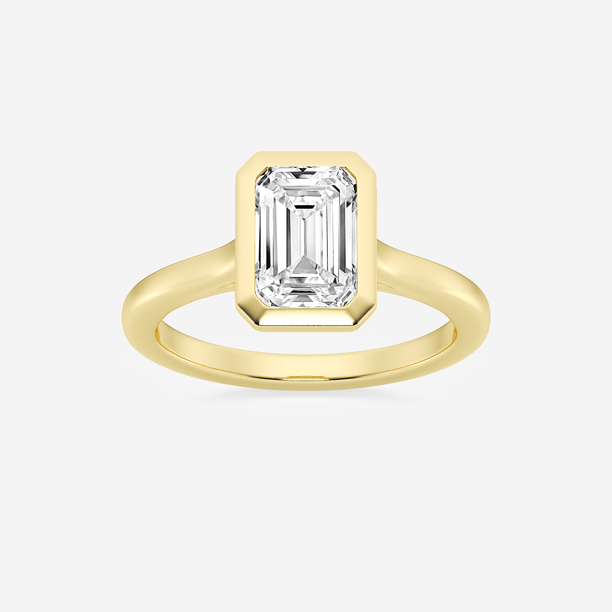 2 ctw Emerald Lab Grown Diamond Bezel Set Solitaire Engagement Ring