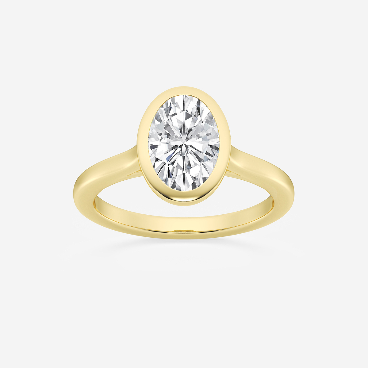 2 ctw Oval Lab Grown Diamond Bezel Set Solitaire Engagement Ring