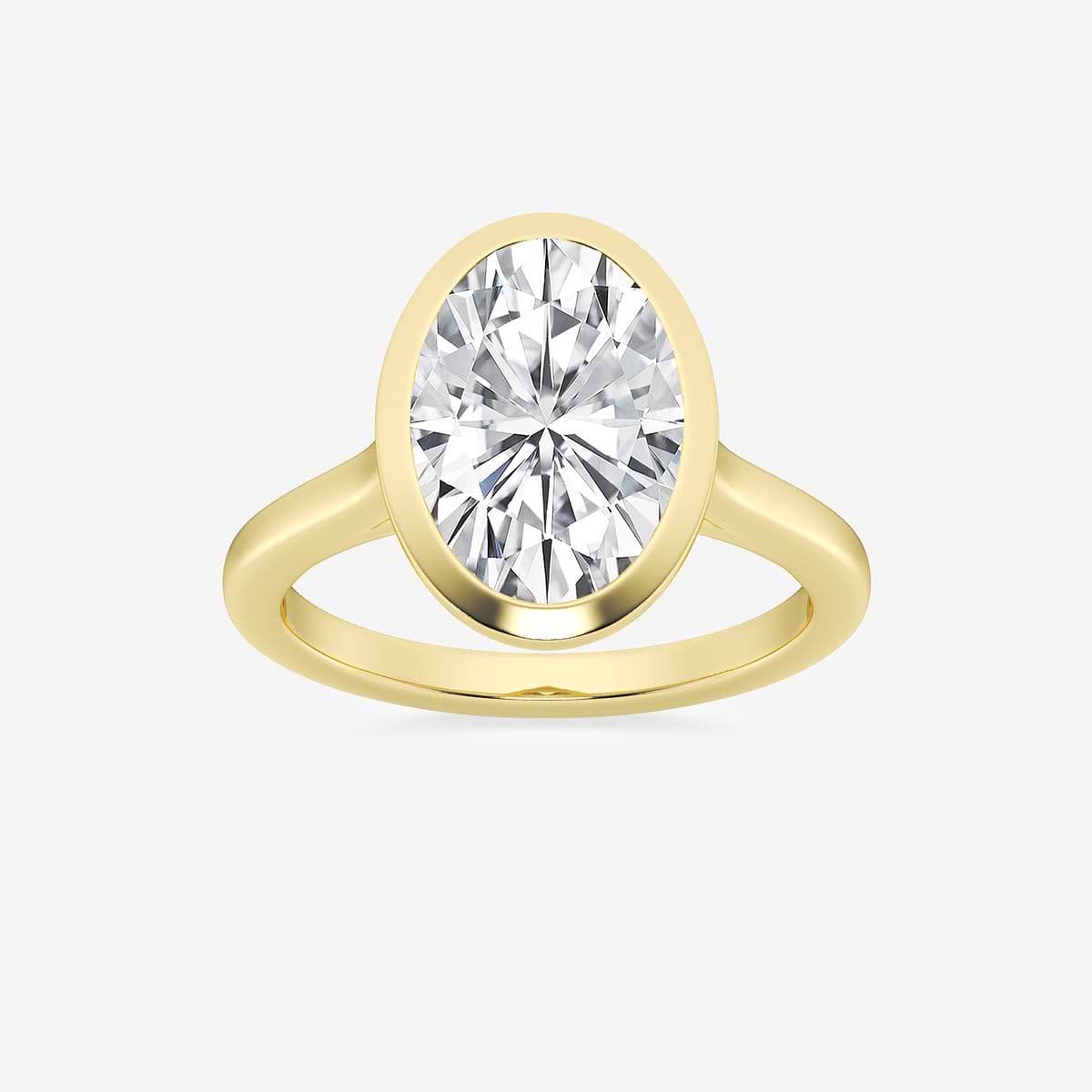 5 ctw Oval Lab Grown Diamond Bezel Set Solitaire Engagement Ring