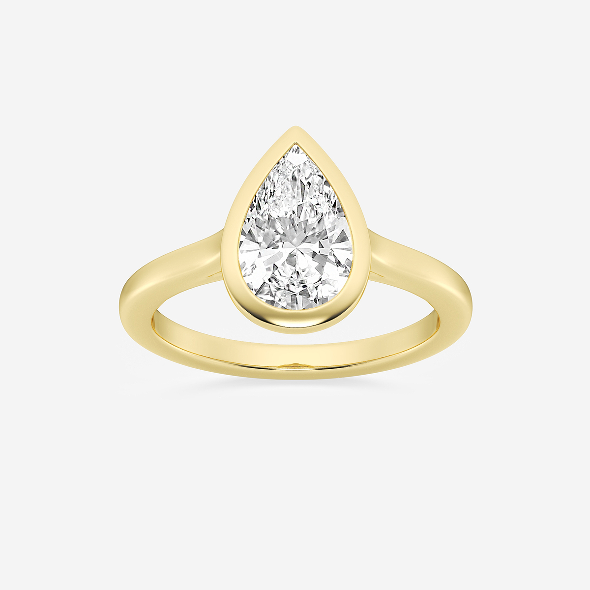 2 ctw Pear Lab Grown Diamond Bezel Set Solitaire Engagement Ring