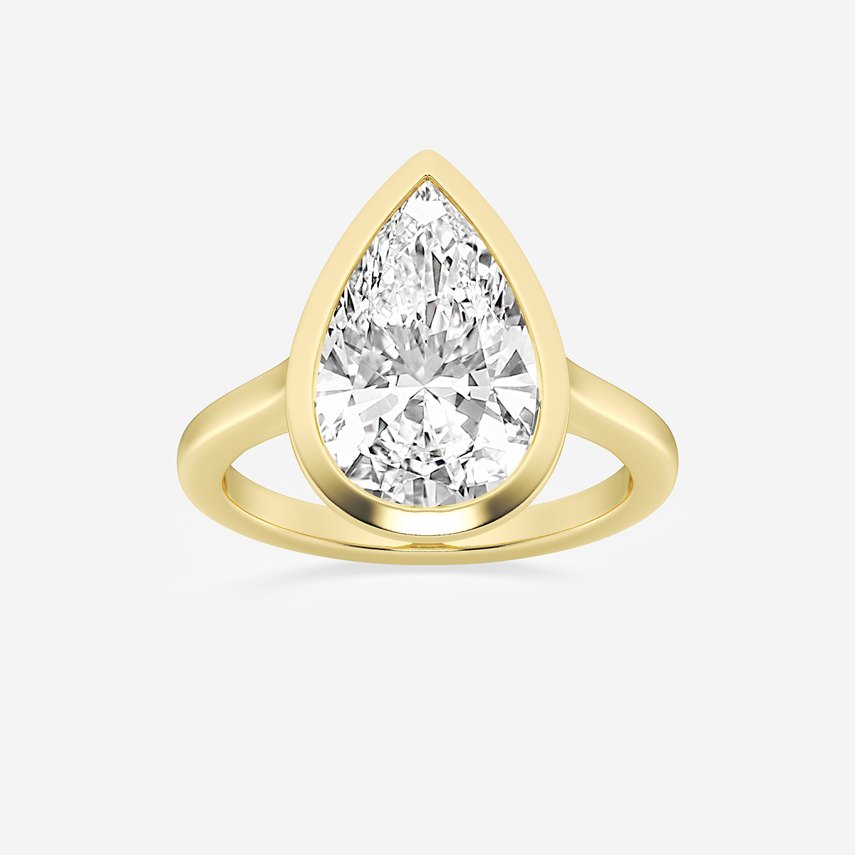 5 ctw Pear Lab Grown Diamond Bezel Set Solitaire Engagement Ring