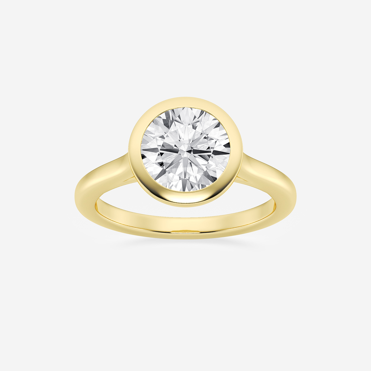 2 ctw Round Lab Grown Diamond Bezel Set Solitaire Engagement Ring 14K Yellow Gold, E, VS1