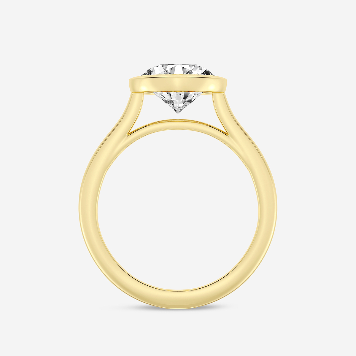 2 ctw Round Lab Grown Diamond Bezel Set Solitaire Engagement Ring 14K Yellow Gold, E, VS1