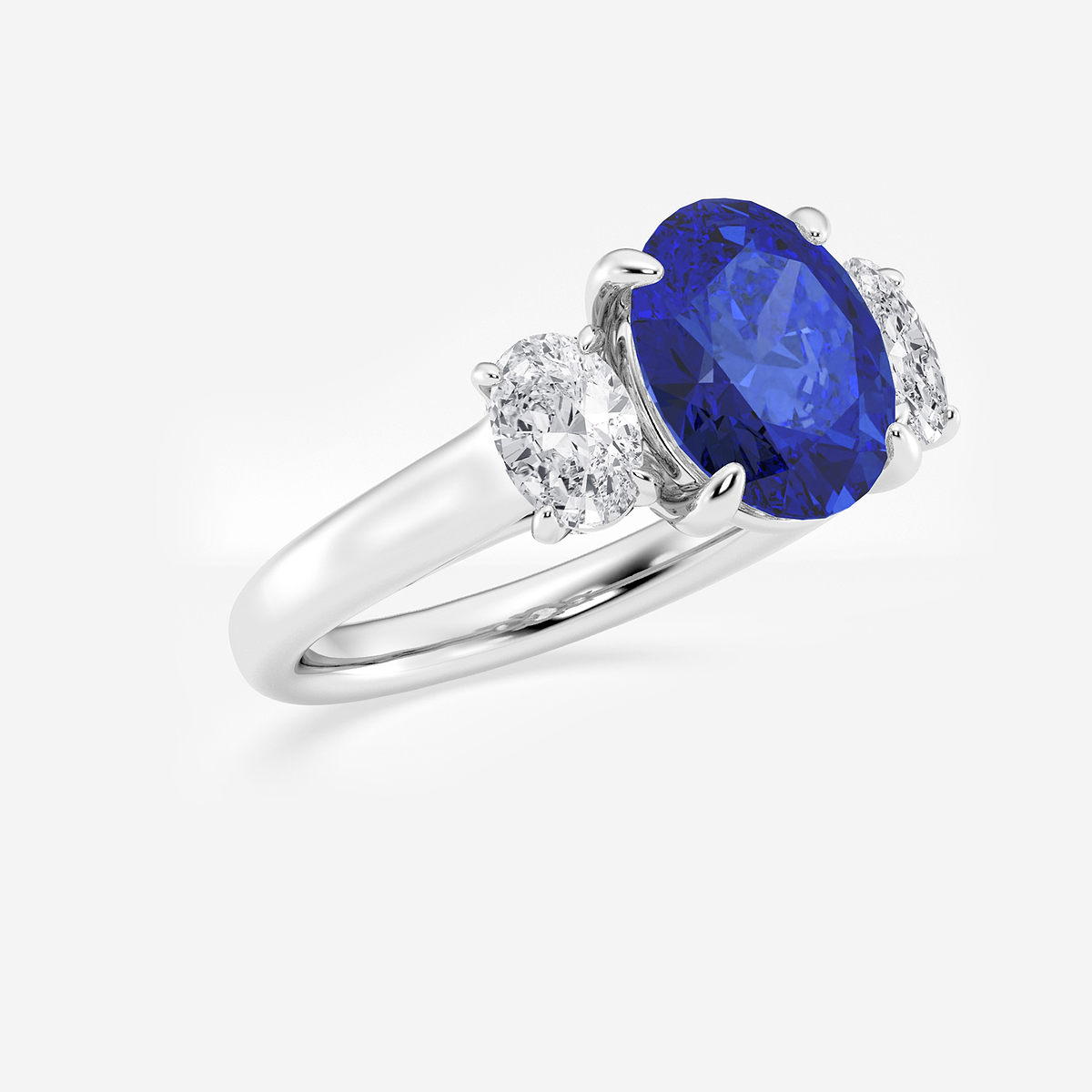 Additional Image 1 for  3 2/5 ctw Oval Cut Sapphire and Oval Lab Grown Diamond Three-Stone Engagement Ring