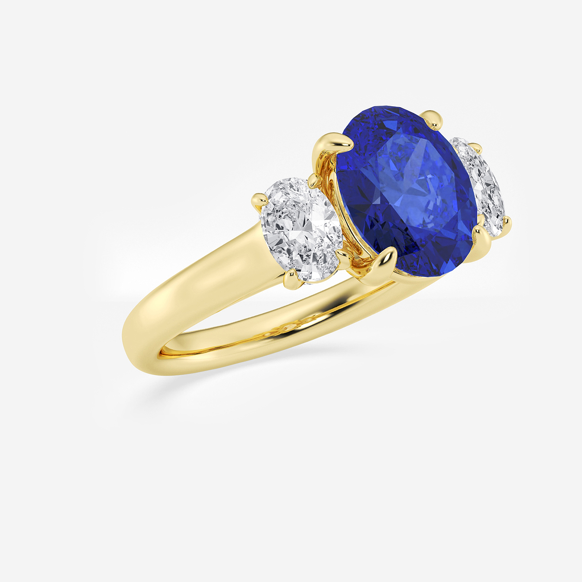 Additional Image 1 for  10x8 mm Oval Cut Sapphire and 7/8 ctw Oval Lab Grown Diamond Three-Stone Engagement Ring