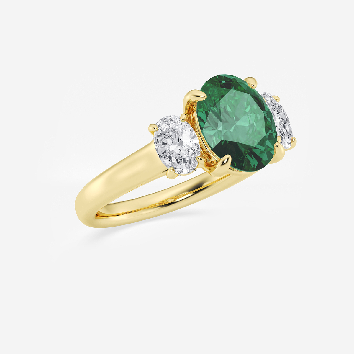 Additional Image 1 for  3 2/5 ctw Oval Cut Emerald and Oval Lab Grown Diamond Three-Stone Engagement Ring