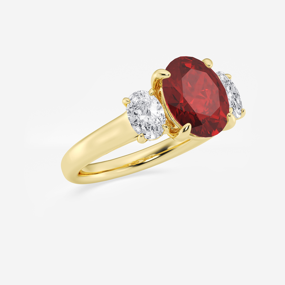 Additional Image 1 for  3 2/5 ctw Oval Cut Ruby and Oval Lab Grown Diamond Three-Stone Engagement Ring