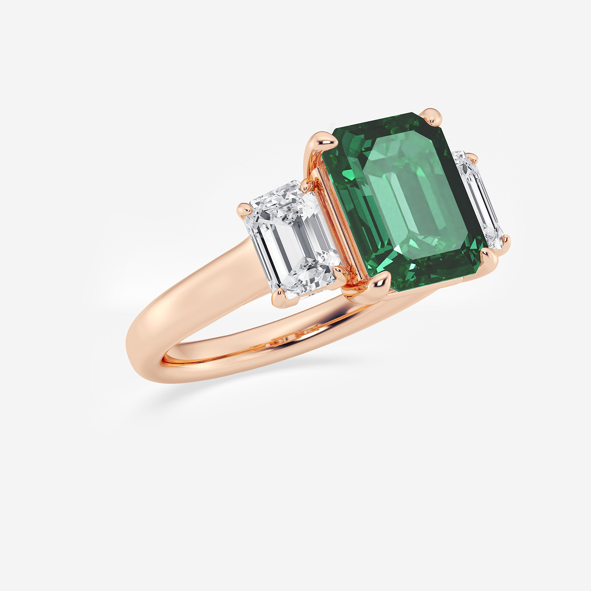 Additional Image 1 for  5 3/8 ctw Emerald Cut and Emerald Lab Grown Diamond Three-Stone Engagement Ring