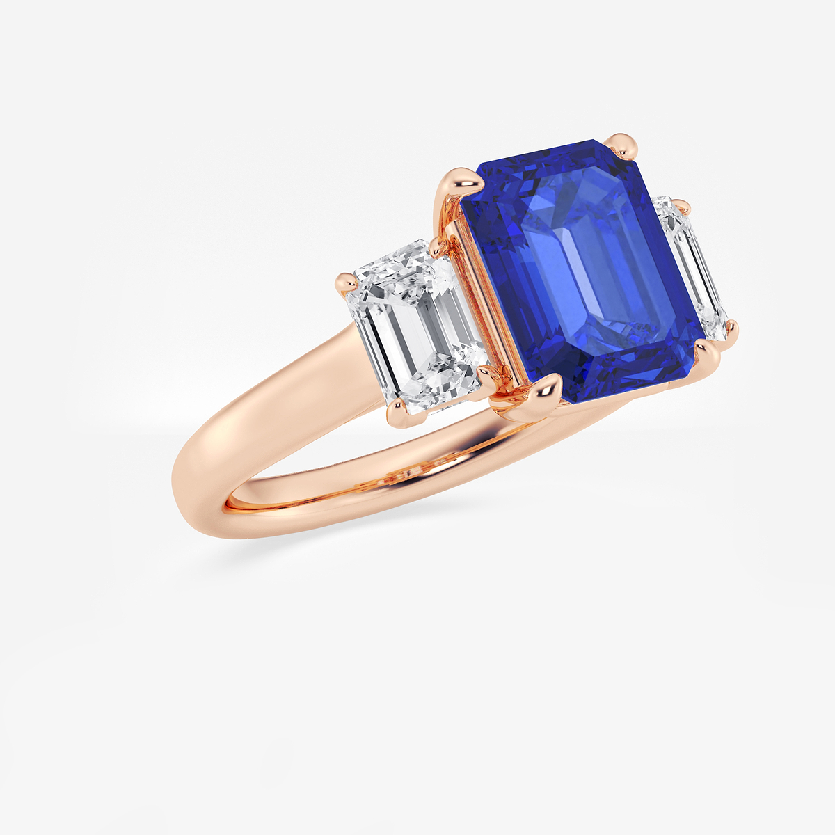 Additional Image 1 for  5 3/8 ctw Emerald Cut Sapphire and Emerald Lab Grown Diamond Three-Stone Engagement Ring