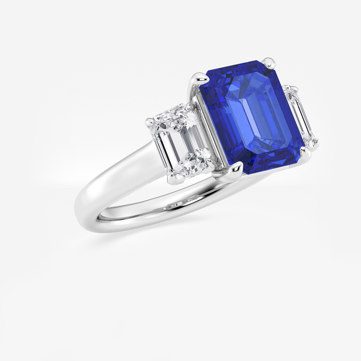 Additional Image 1 for  5 3/8 ctw Emerald Cut Sapphire and Emerald Lab Grown Diamond Three-Stone Engagement Ring