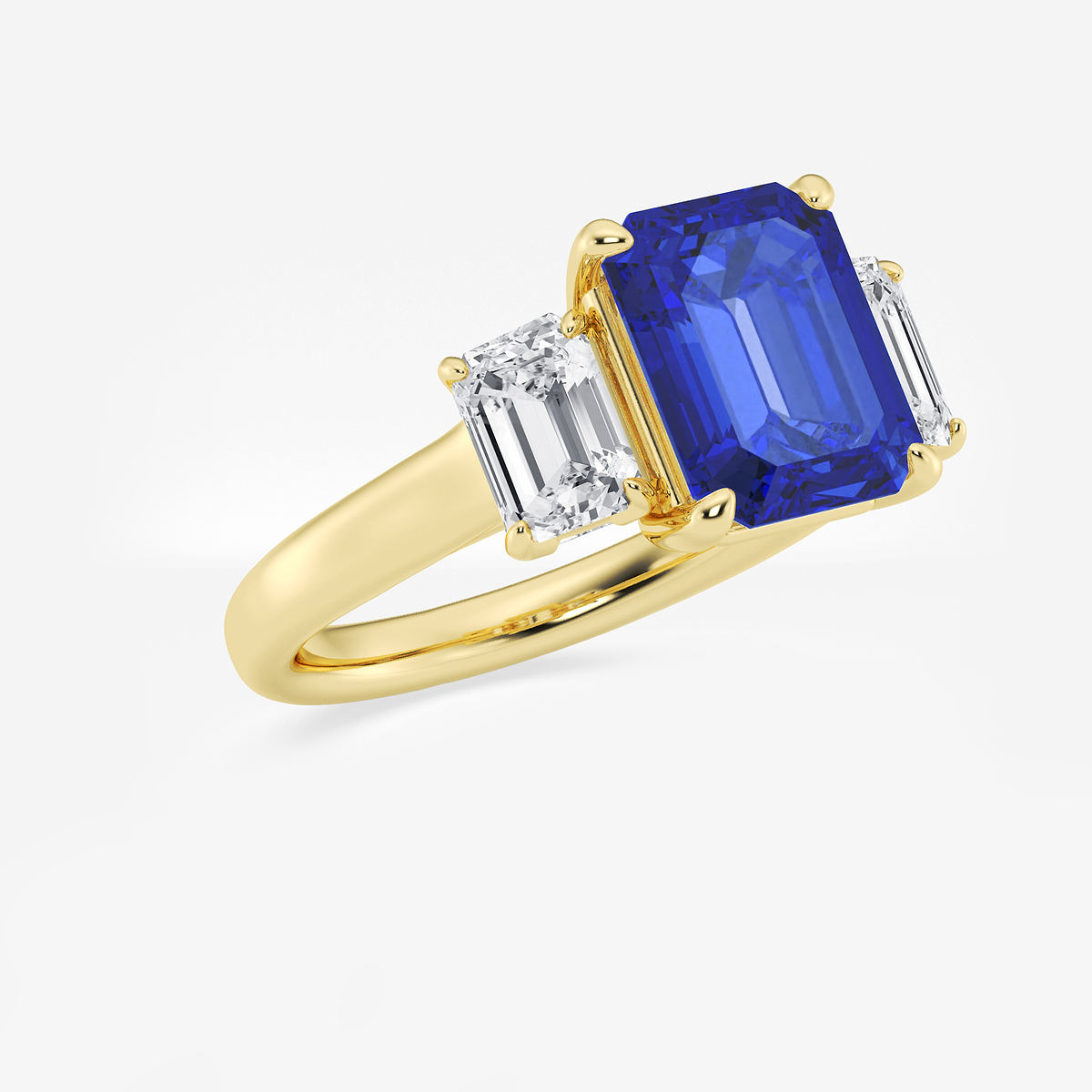 Additional Image 1 for  10x8 mm Emerald Cut Sapphire and 1 3/8 Emerald Lab Grown Diamond Three-Stone Engagement Ring