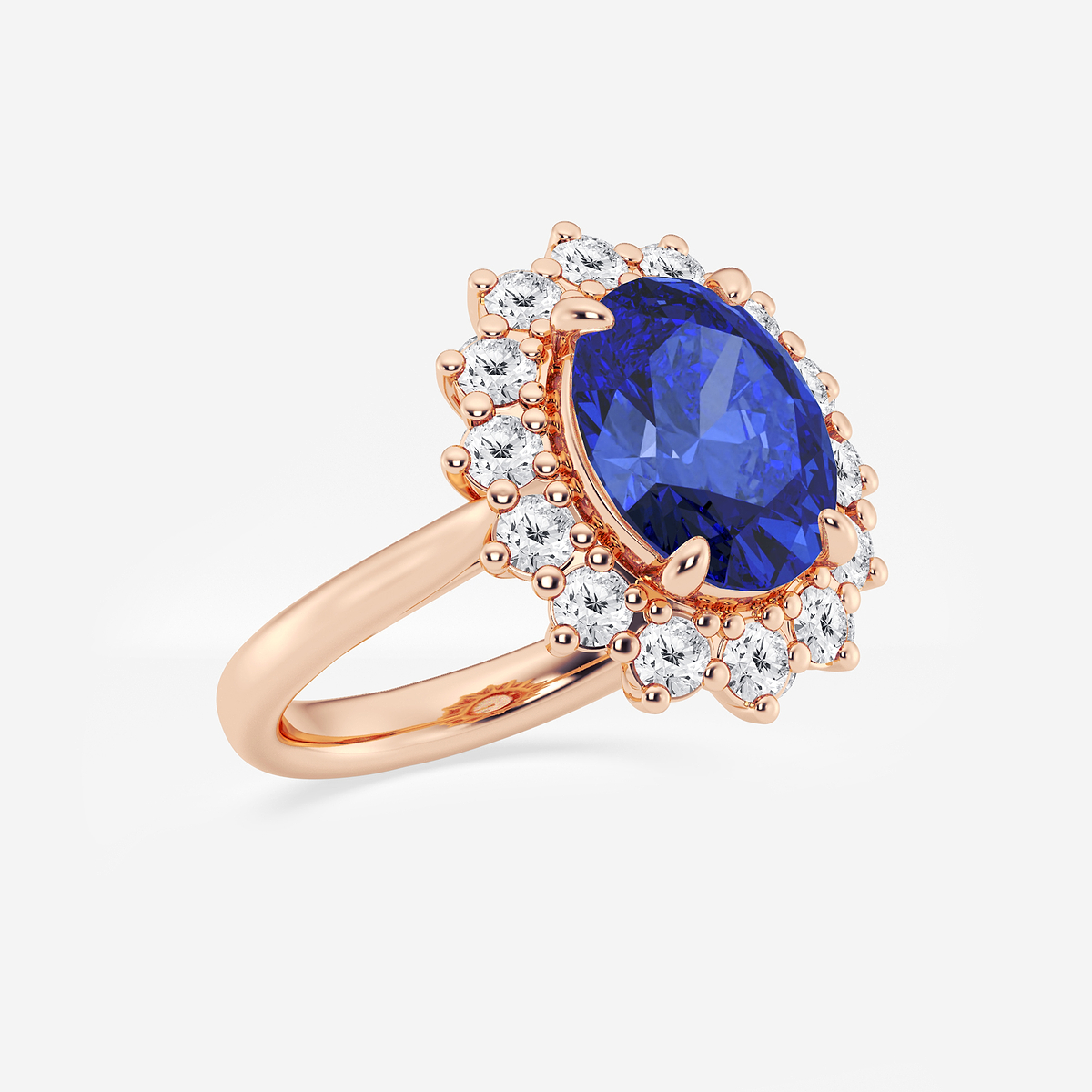 Additional Image 1 for  3 7/8 ctw Oval Cut Sapphire and Round Lab Grown Diamond Halo Engagement Ring