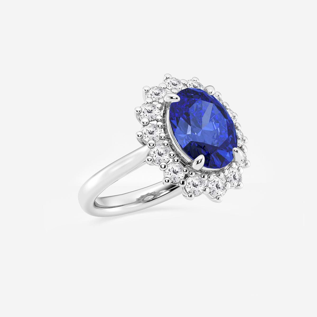 Additional Image 1 for  11x9 mm Oval Cut Created Sapphire and 7/8 ctw Lab Grown Diamond Halo Engagement Ring