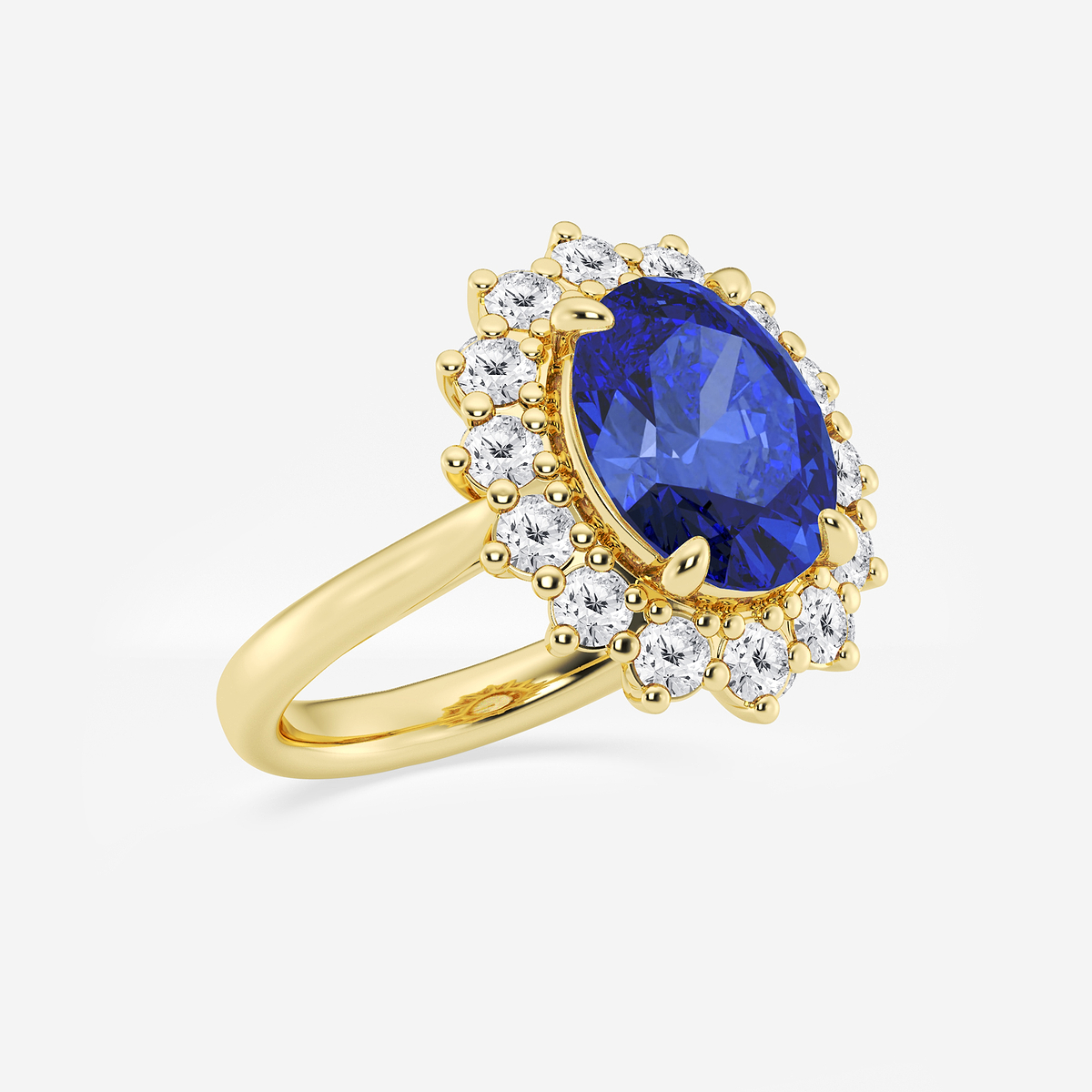 Additional Image 1 for  11x9 mm Oval Cut Sapphire and 7/8 ctw Round Lab Grown Diamond Halo Engagement Ring