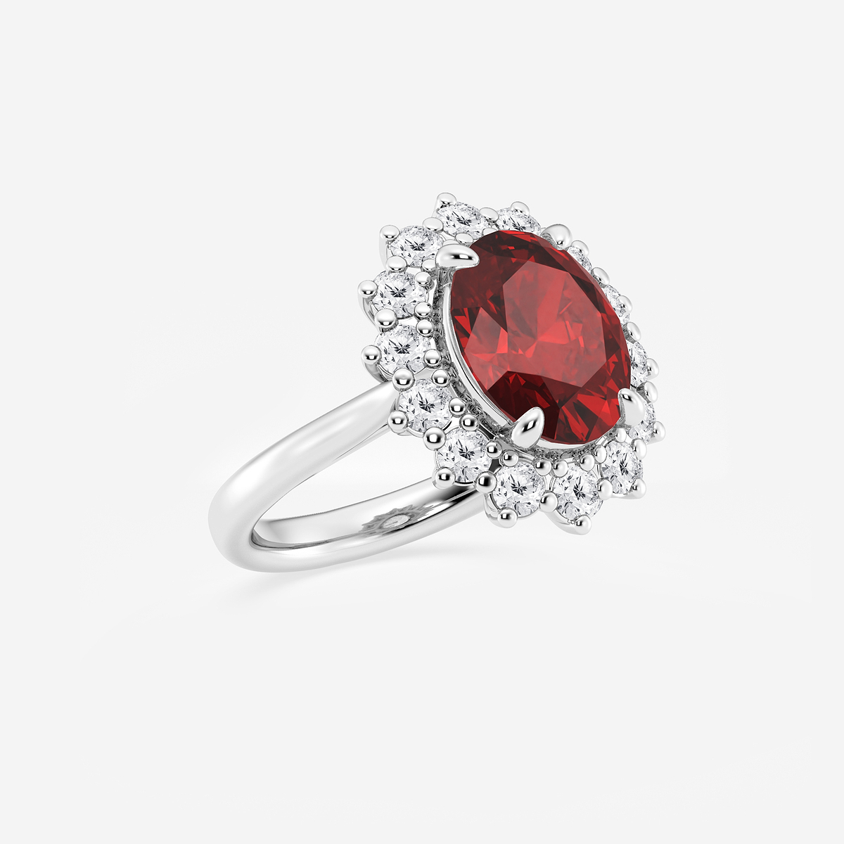 Additional Image 1 for  3 7/8 ctw Oval Cut Ruby and Round Lab Grown Diamond Halo Engagement Ring