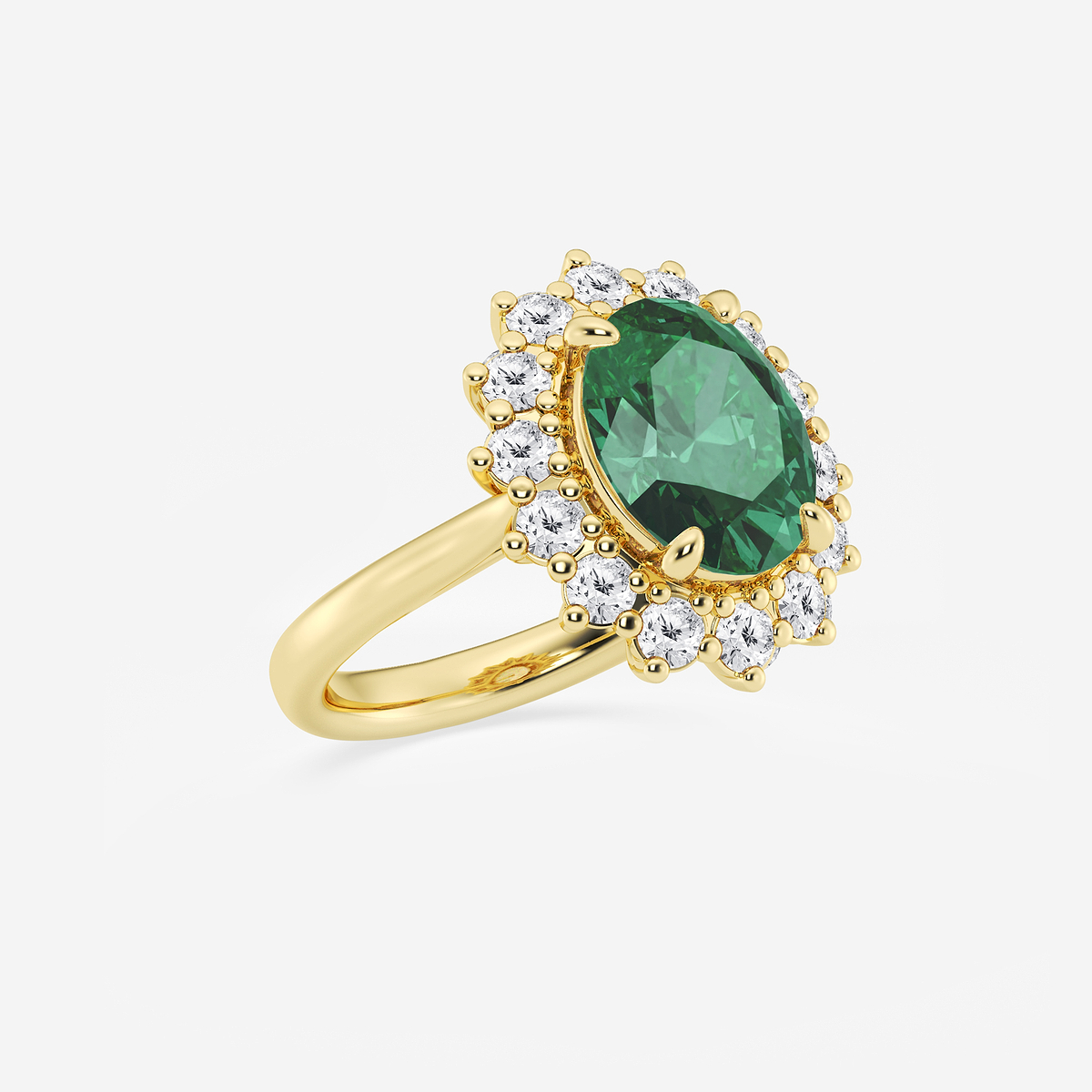Additional Image 1 for  11x9 mm Oval Cut Emerald and 7/8 ctw Round Lab Grown Diamond Halo Engagement Ring