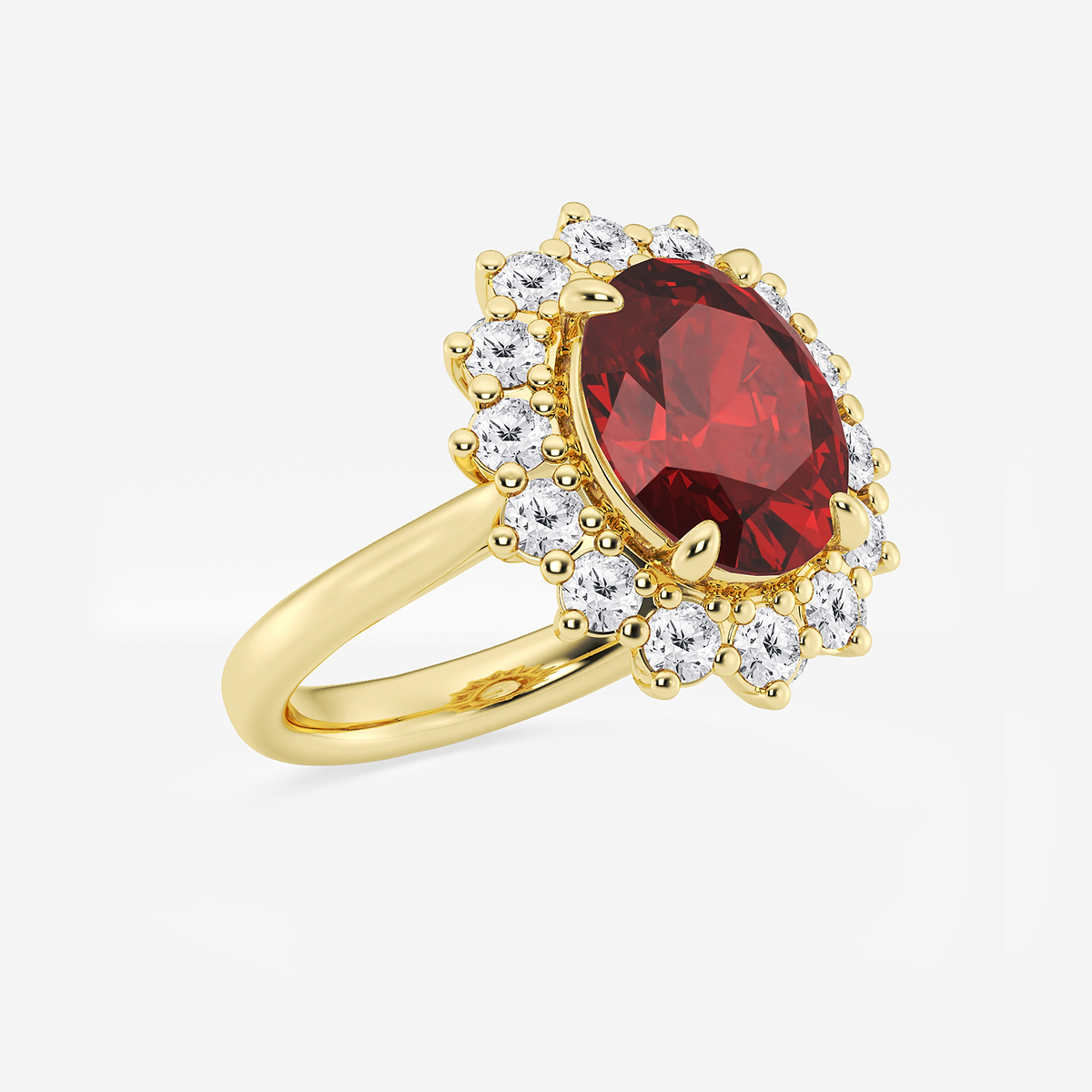 Additional Image 1 for  3 7/8 ctw Oval Cut Ruby and Round Lab Grown Diamond Halo Engagement Ring