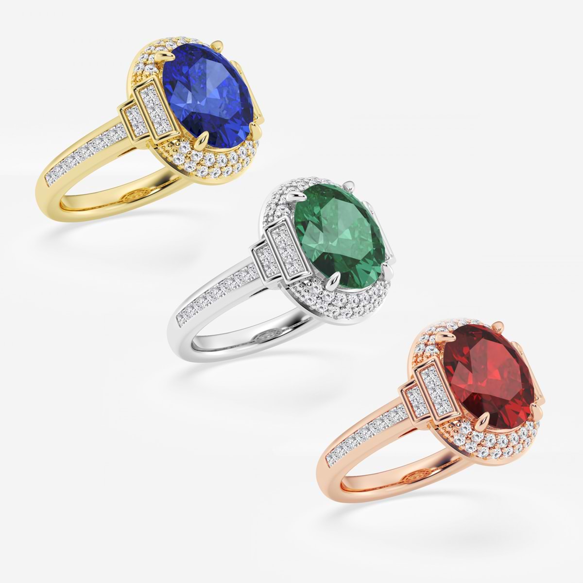 Additional Image 2 for  3 3/4 ctw Oval Cut Ruby with Round & Princess Lab Grown Diamond Side Stone Engagement Ring
