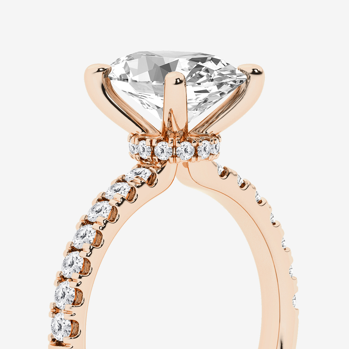 Additional Image 2 for  3 ctw Oval Lab Grown Diamond Hidden Halo Engagement Ring