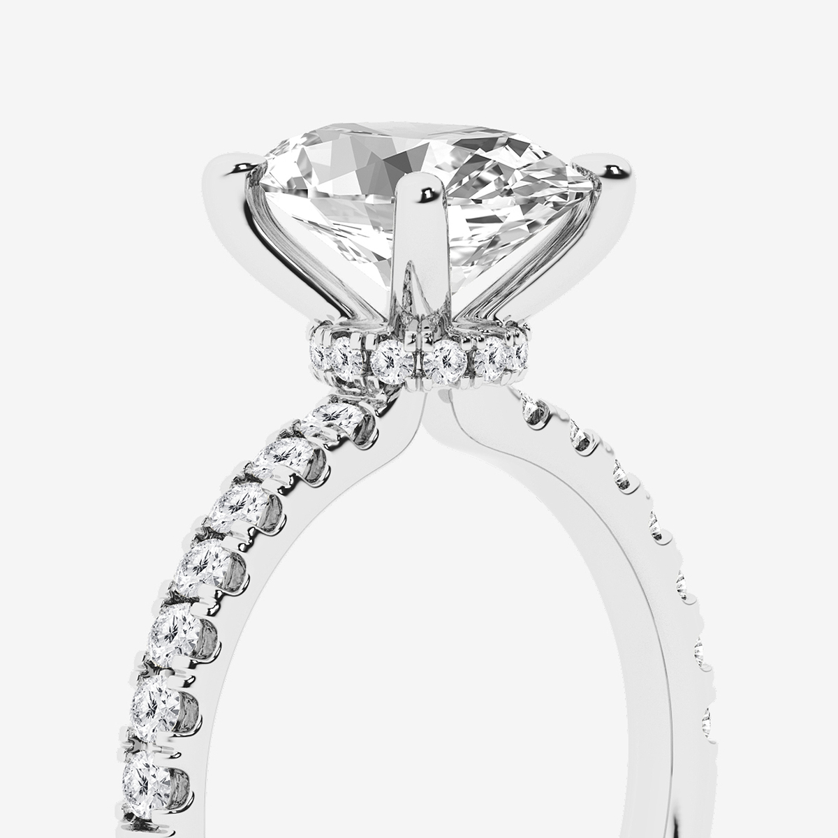 Additional Image 2 for  3 ctw Oval Lab Grown Diamond Hidden Halo Engagement Ring