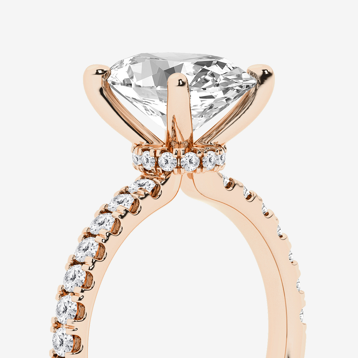Additional Image 2 for  3 1/2 ctw Oval Lab Grown Diamond Hidden Halo Engagement Ring
