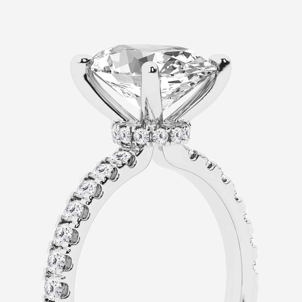 Additional Image 2 for  3 1/2 ctw Oval Lab Grown Diamond Hidden Halo Engagement Ring