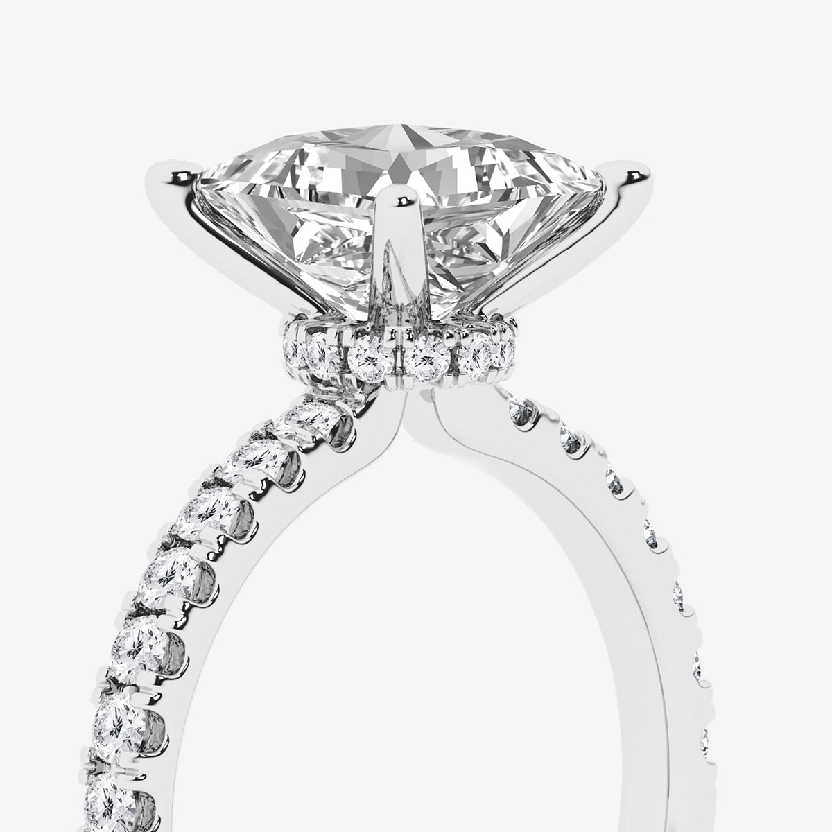 Additional Image 2 for  3 ctw Princess Lab Grown Diamond Hidden Halo Engagement Ring