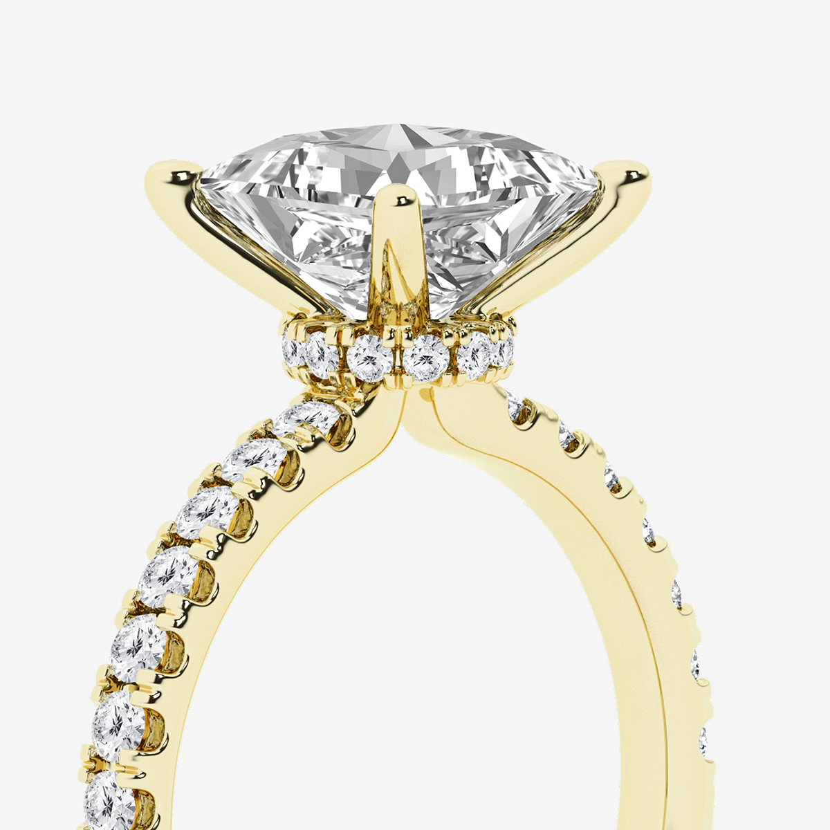 Additional Image 2 for  3 ctw Princess Lab Grown Diamond Hidden Halo Engagement Ring