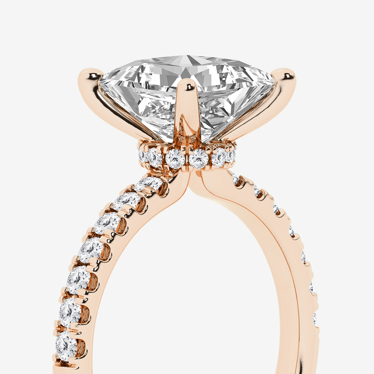 Additional Image 2 for  3 1/2 ctw Princess Lab Grown Diamond Hidden Halo Engagement Ring
