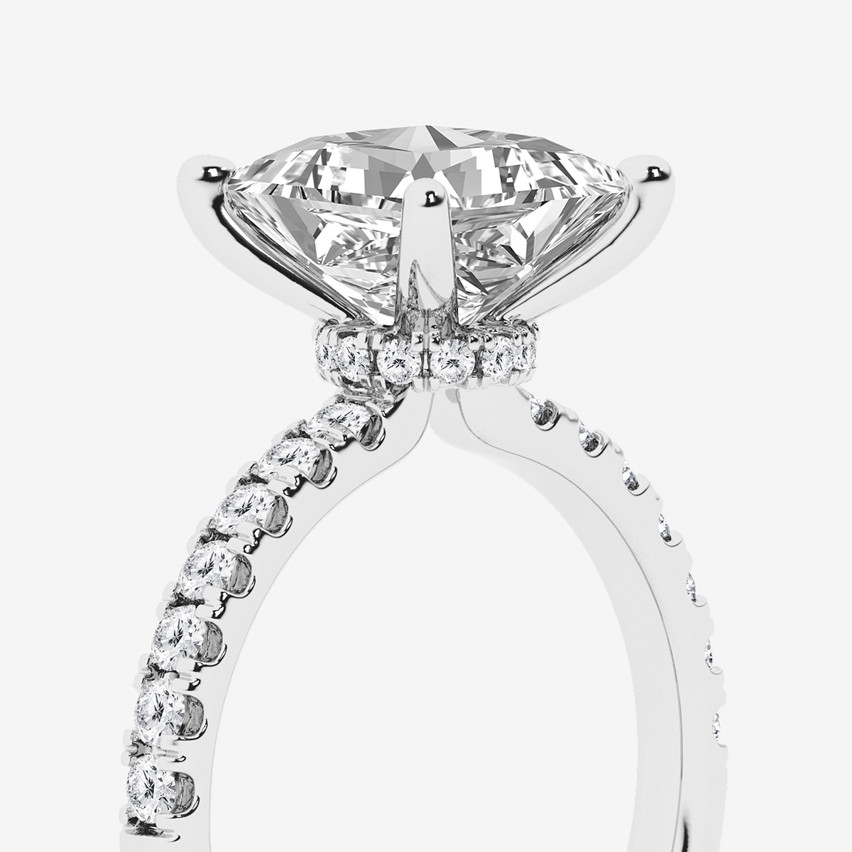 Additional Image 2 for  3 1/2 ctw Princess Lab Grown Diamond Hidden Halo Engagement Ring