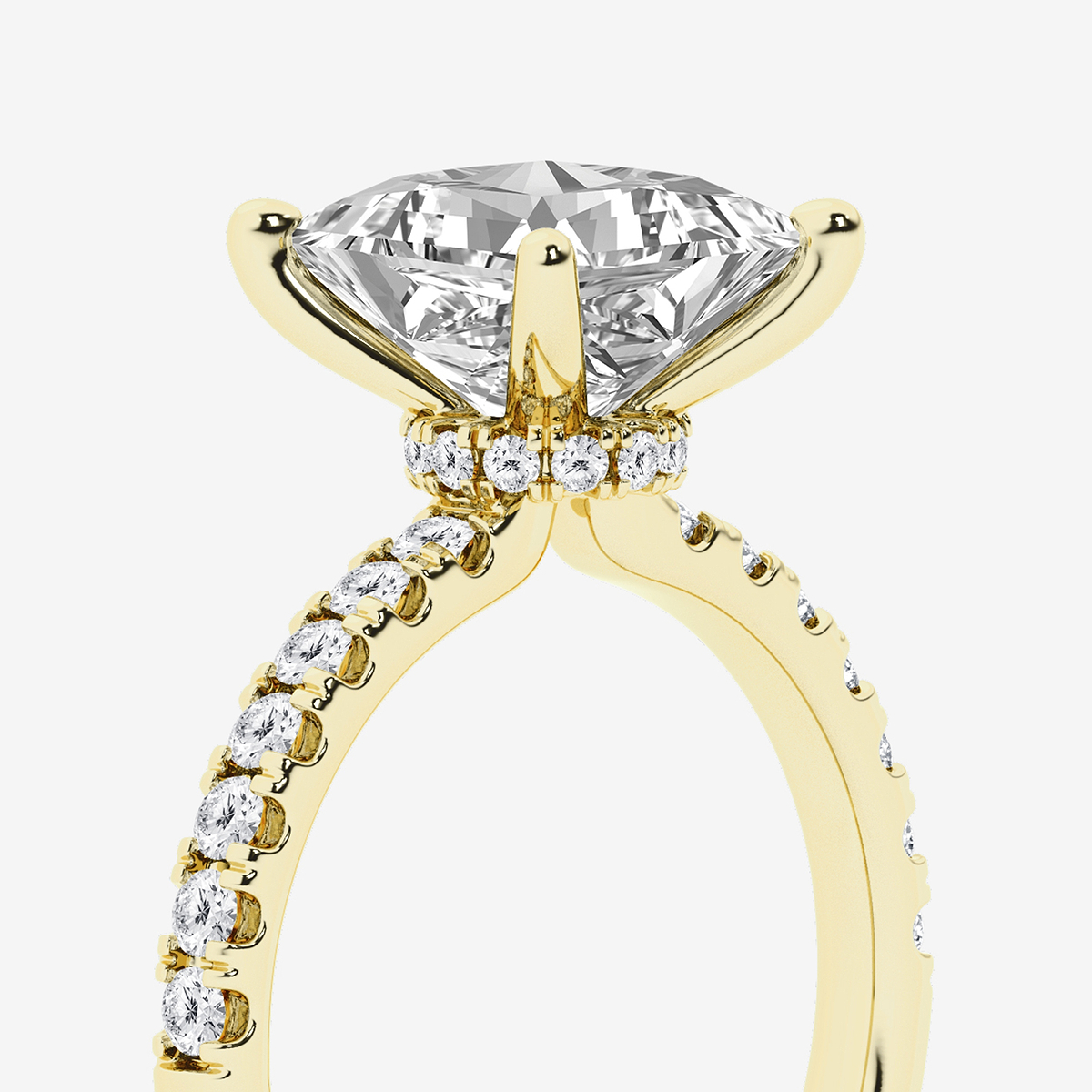 Additional Image 2 for  3 1/2 ctw Princess Lab Grown Diamond Hidden Halo Engagement Ring