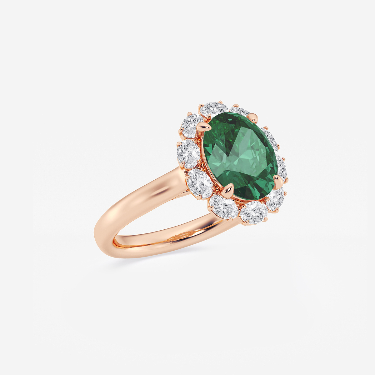 Additional Image 1 for  3 1/8 ctw Oval Cut Emerald and Oval Lab Grown Diamond Halo Engagement Ring