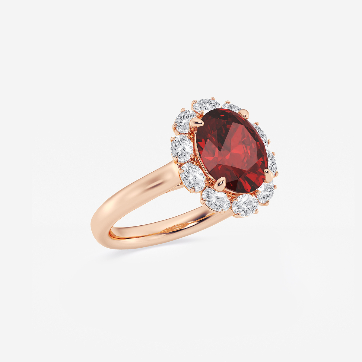 Additional Image 1 for  3 1/8 ctw Oval Cut Ruby and Oval Lab Grown Diamond Halo Engagement Ring