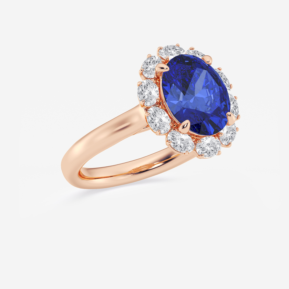 Additional Image 1 for  3 1/8 ctw Oval Cut Sapphire and Oval Lab Grown Diamond Halo Engagement Ring